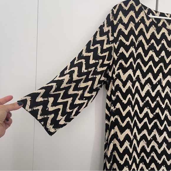 Dress XL long sleeves Moda black white - Picture 2 of 3